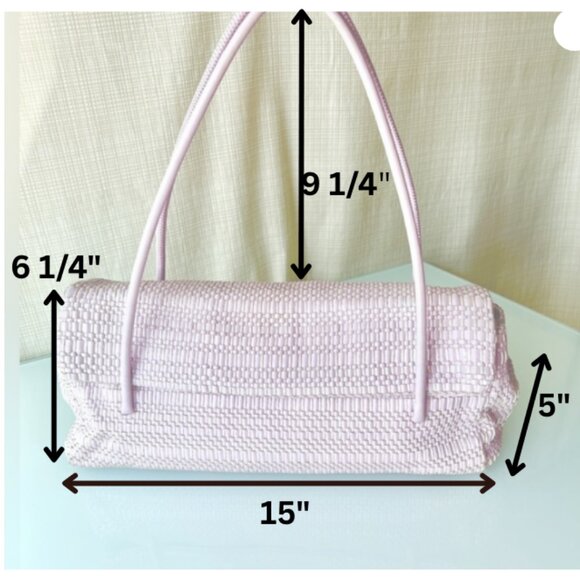 Vintage Sigrid Olsen Leather Y2K Baguette Bag East West Bag Woven Leather - Picture 11 of 16